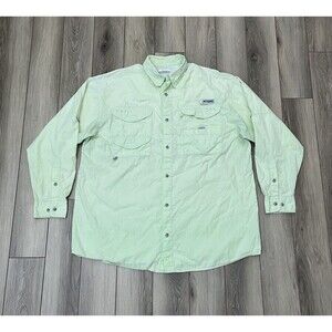 Columbia PFG Vented Performance Fishing Gear Shirt Mens Sz Large Seafoam Green